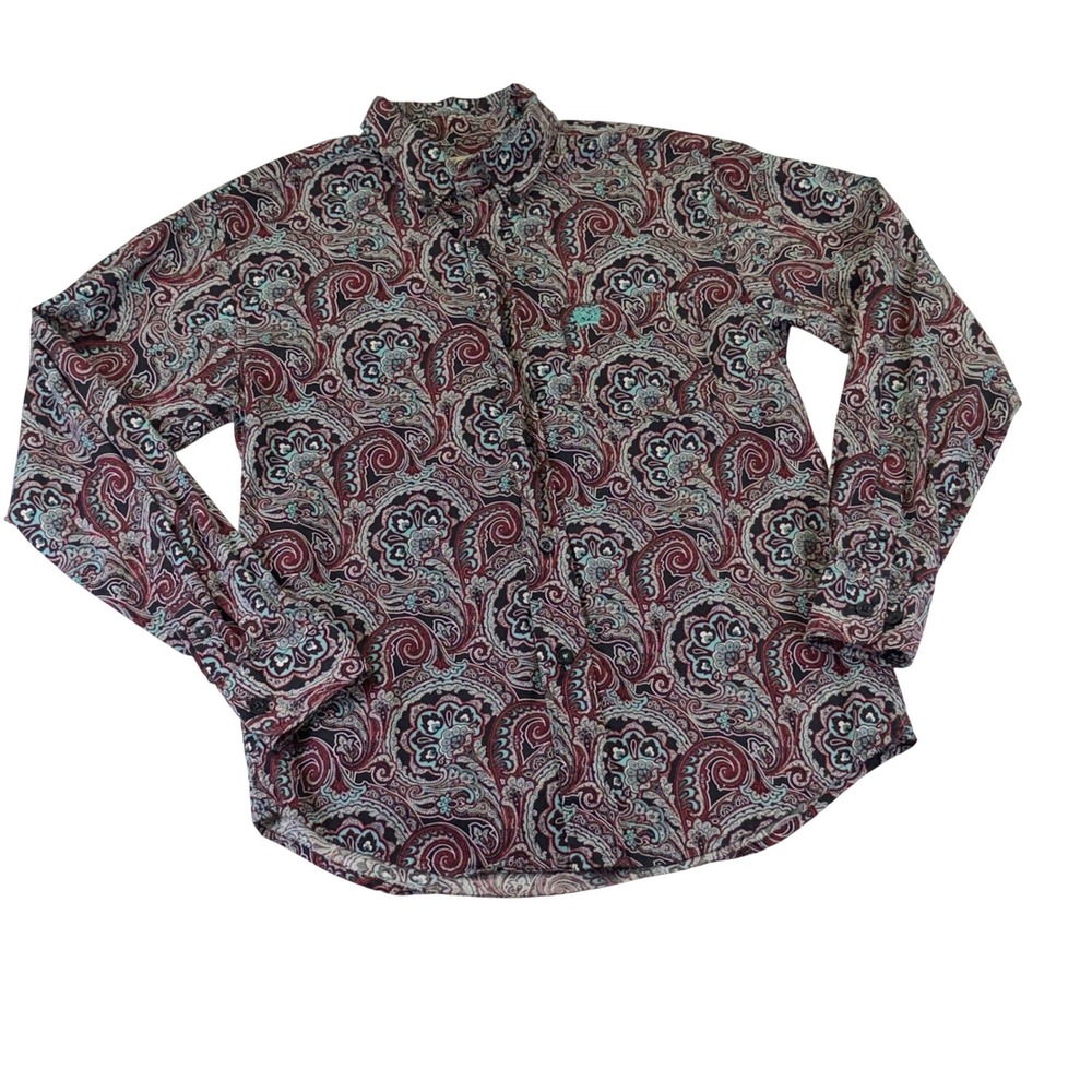 Cinch Boys Size 10 Paisley Western Button Down Shirt Long Sleeve 1009B6